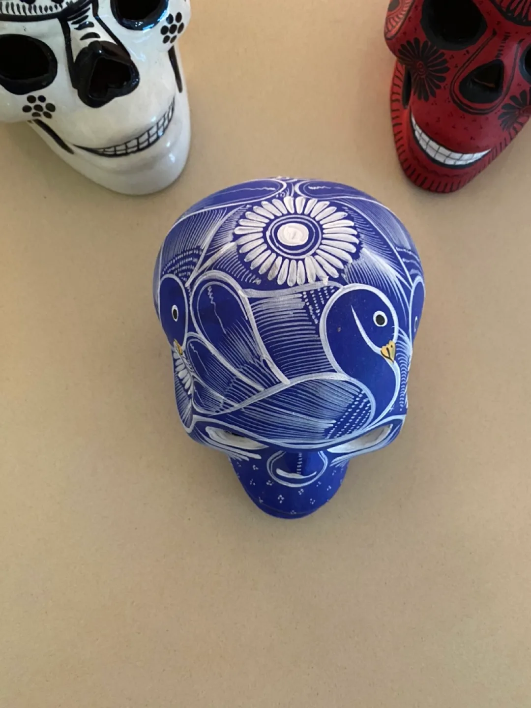 Hand-Painted Ceramic Skull Figurines Mexican image indicator(2)