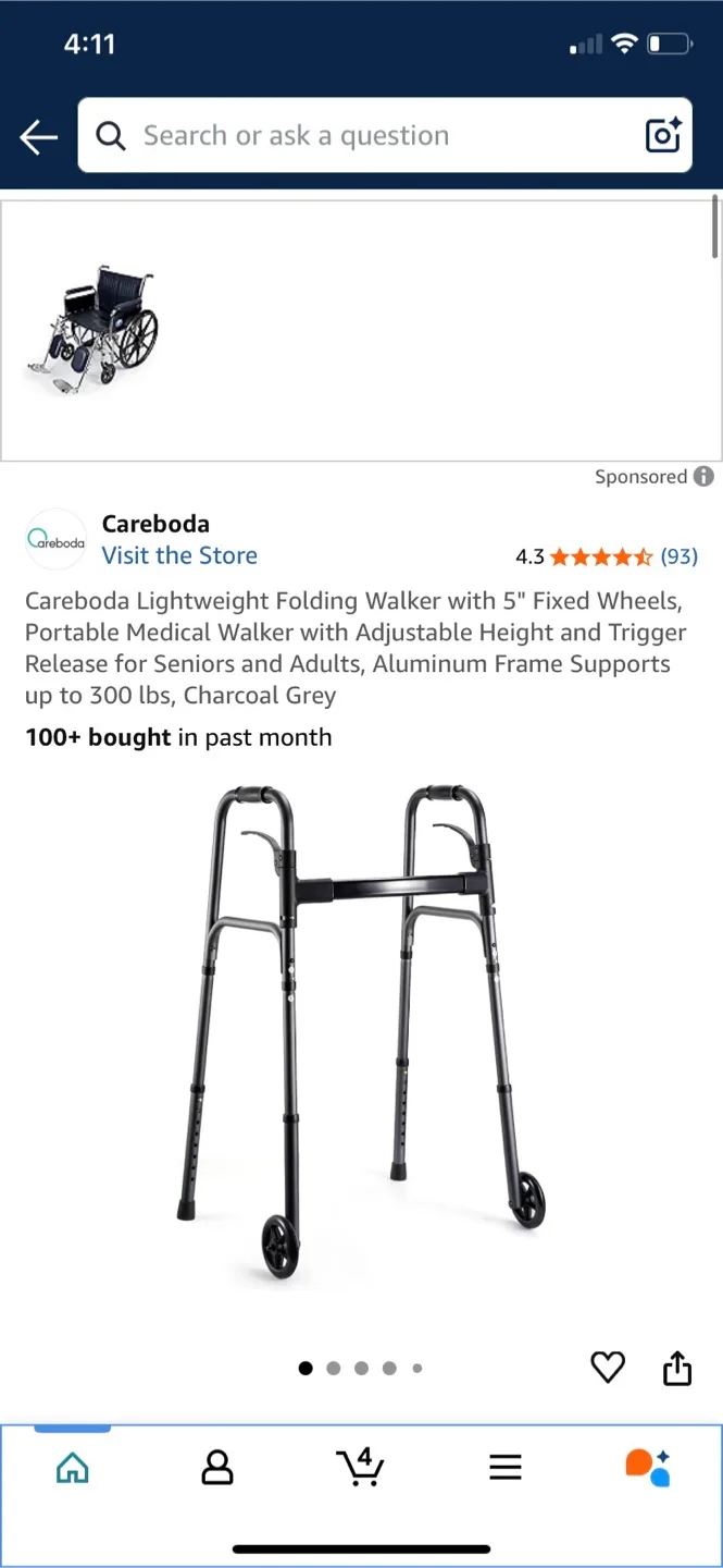 Careboda Lightweight Folding Walker thumbnail