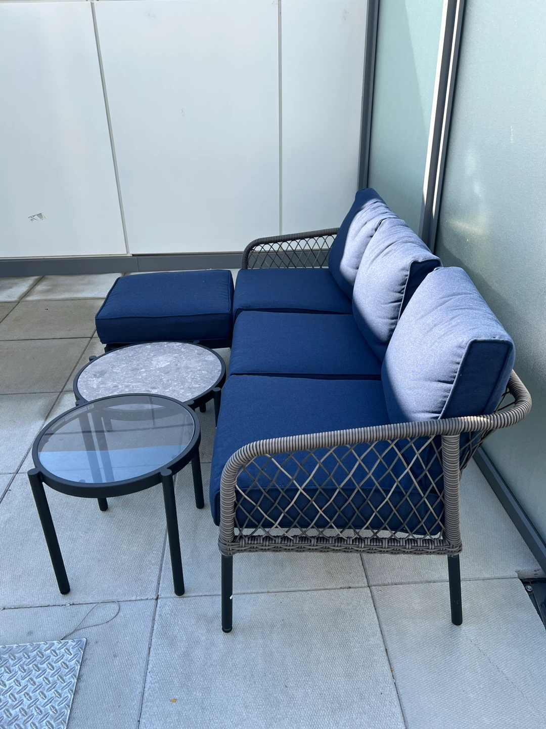 Outdoor Patio Set - Couch, Ottoman, 2 Tables - Blue - photo 3
