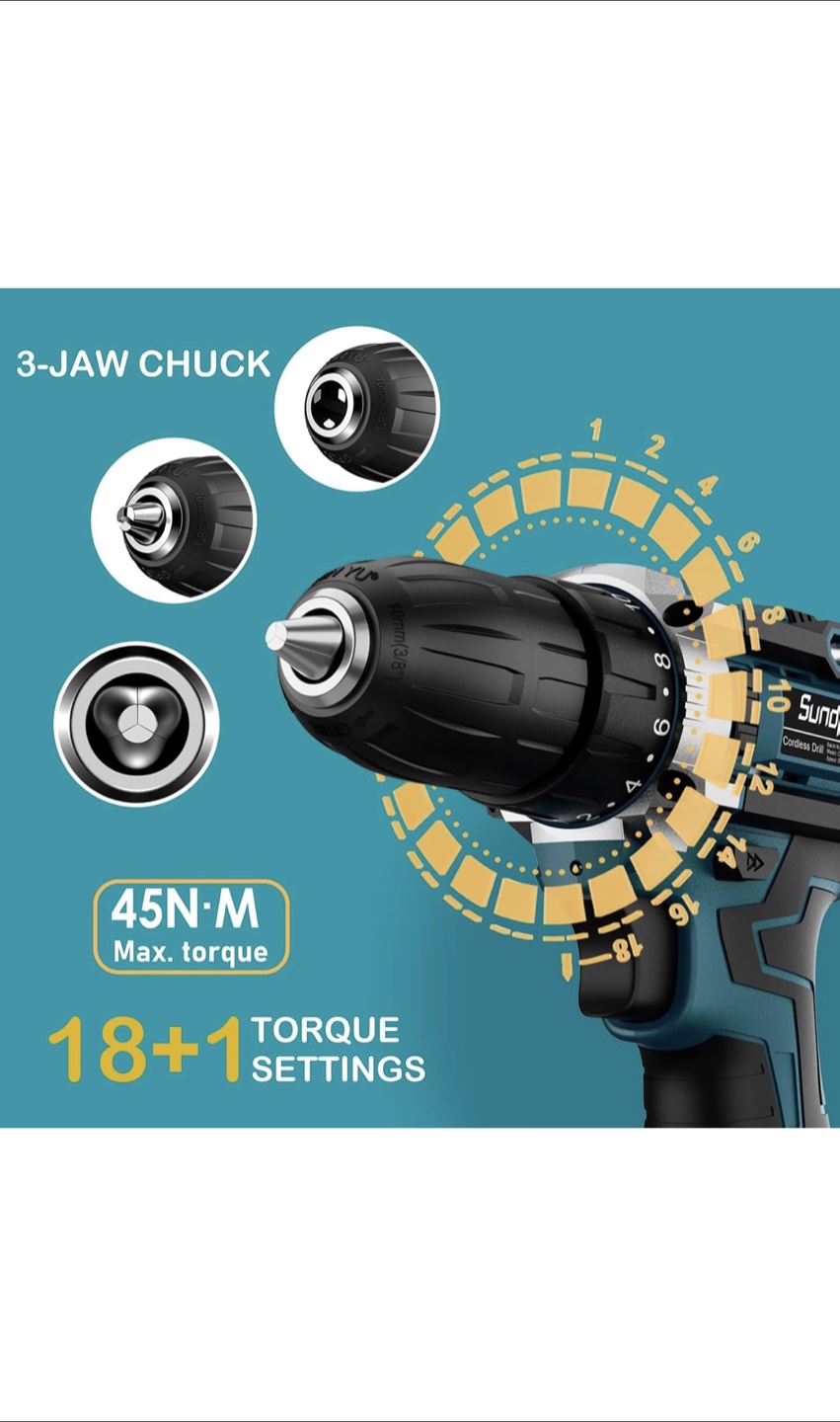 Sundpey 21V Cordless Drill Kit - Like New! - photo 2