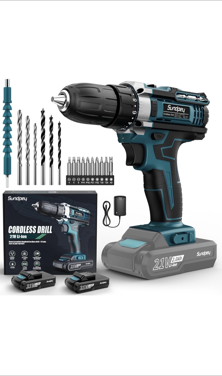 Sundpey 21V Cordless Drill Kit - Like New!