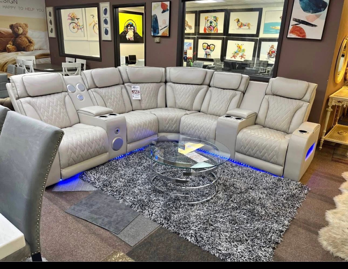 Power reclining Sectional with LED and massage