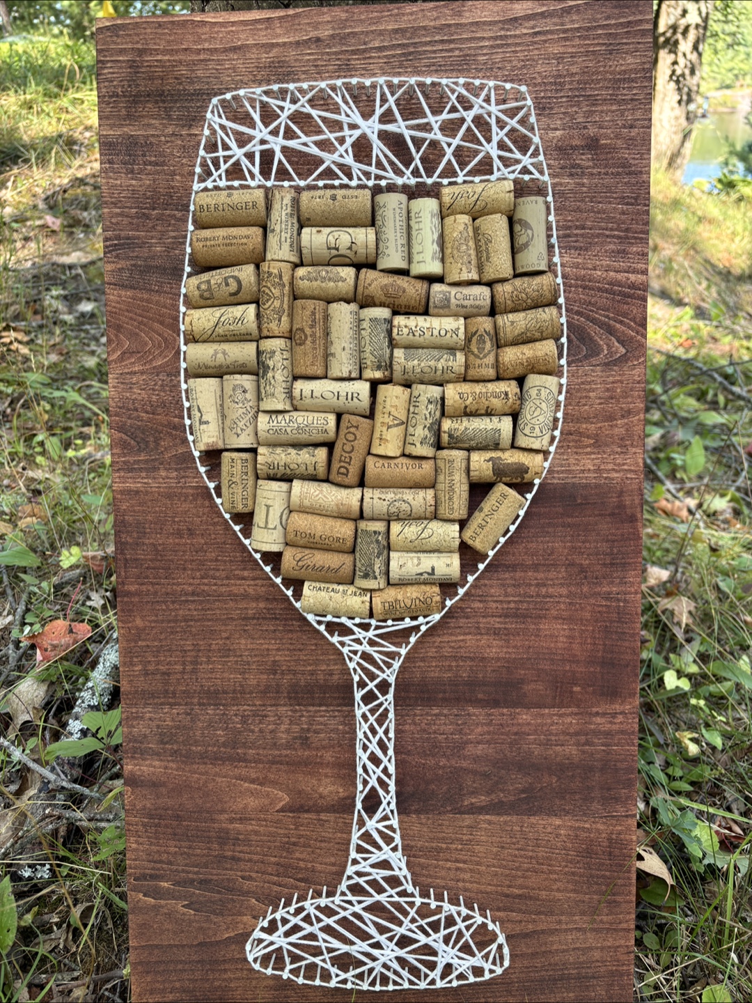 Wine Cork Art - String Art Wine Glass