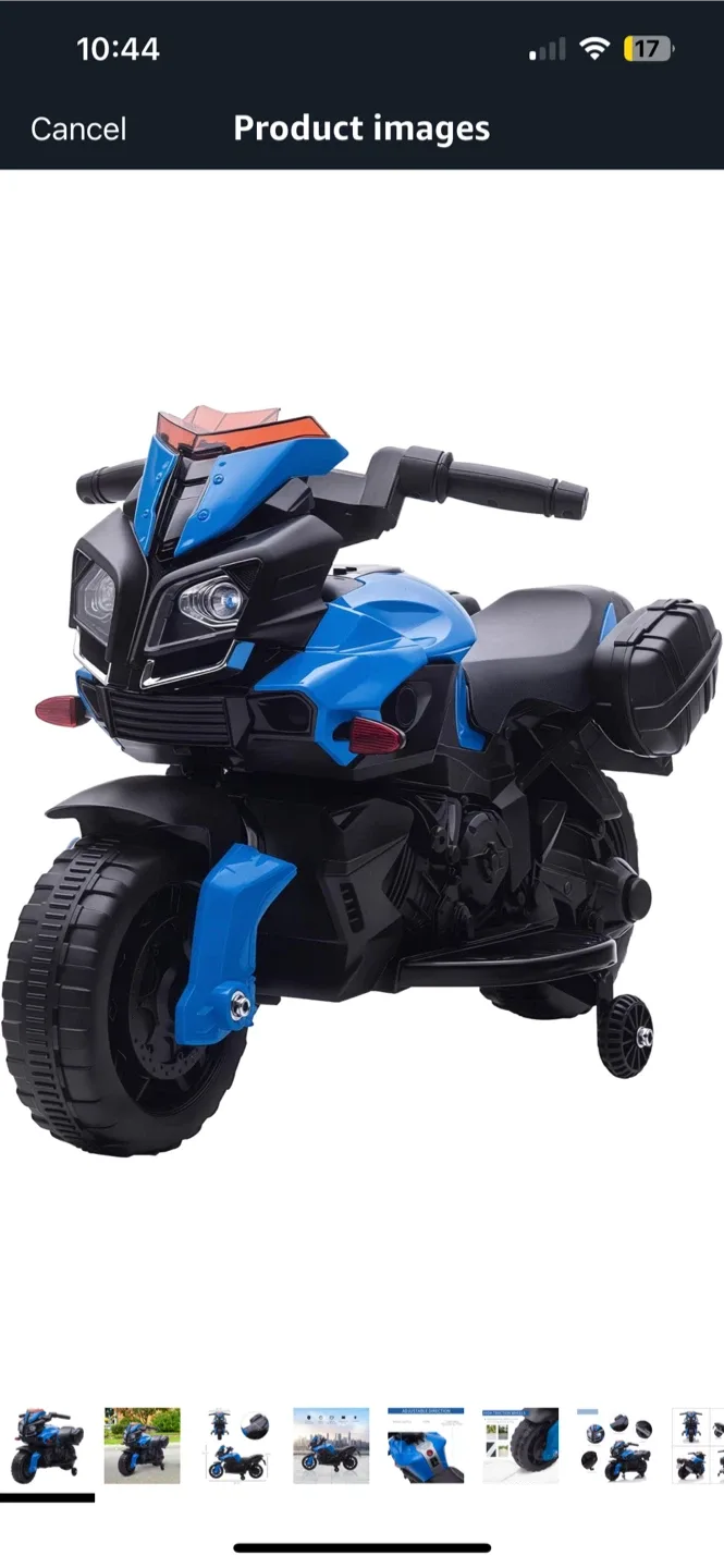 Avantera Kids Ride-On Motorcycle, Blue thumbnail