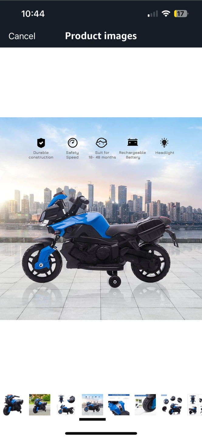 Avantera Kids Ride-On Motorcycle, Blue - photo 3