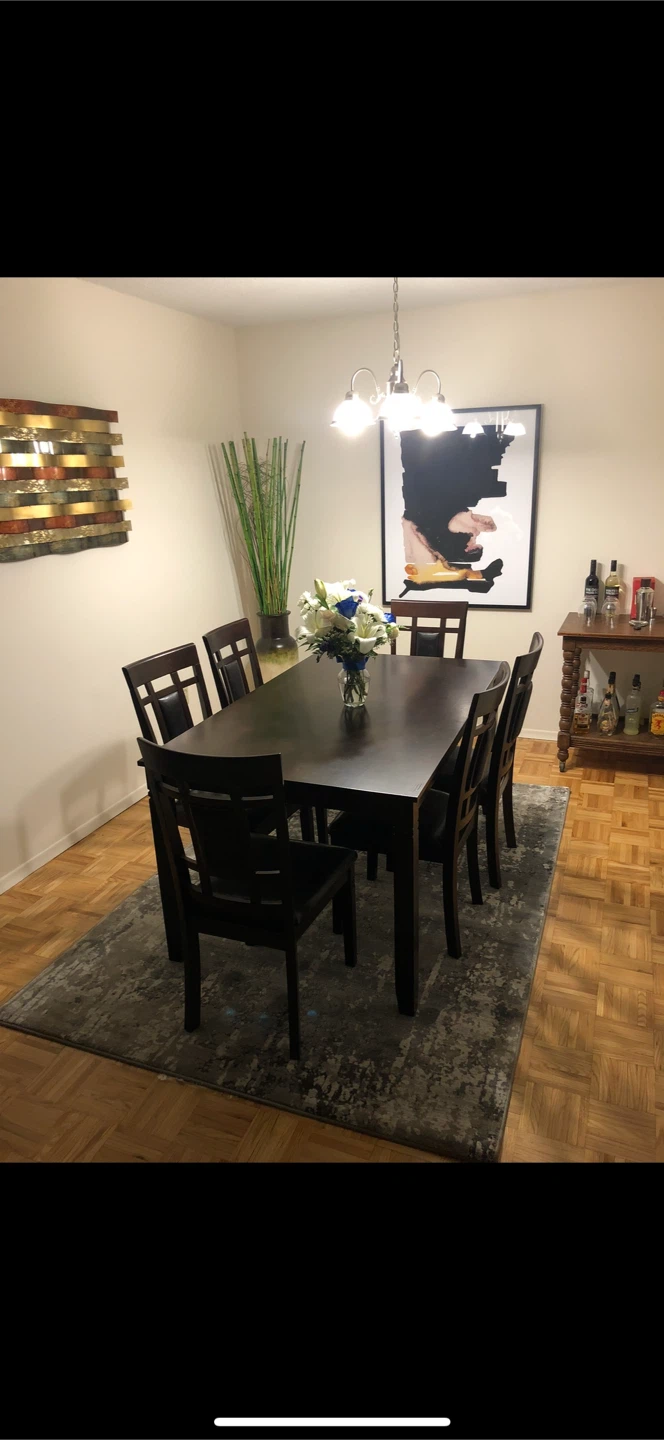 Dark Brown Dining Table with 6 Chairs