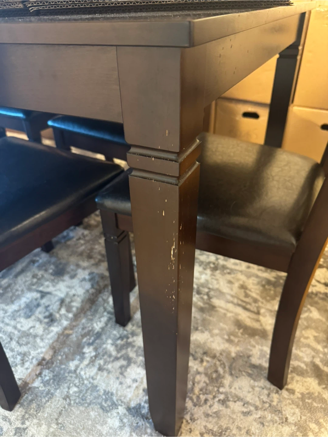 Dark Brown Dining Table with 6 Chairs - photo 3