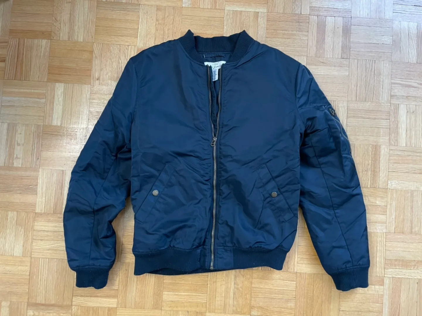 Navy Blue H&M Bomber Jacket - Size Small thumbnail