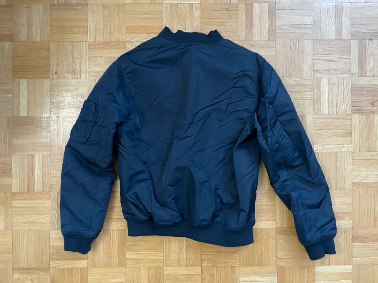 Navy Blue H&M Bomber Jacket - Size Small image indicator(2)