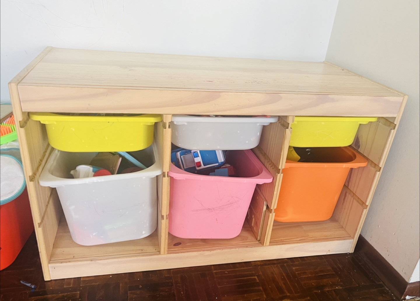 Wooden Toy Storage Unit with Free Bins