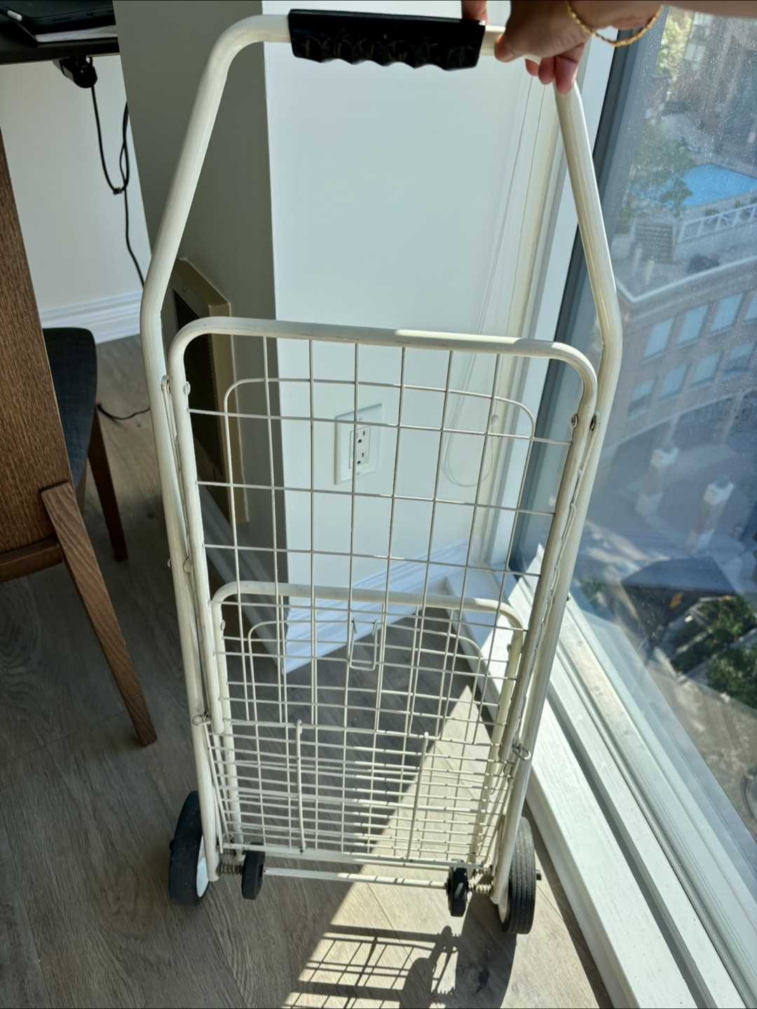 White Metal Folding Shopping Cart - photo 2