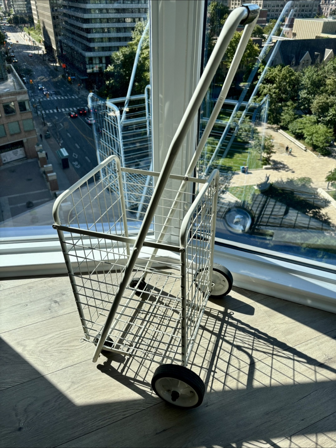 White Metal Folding Shopping Cart