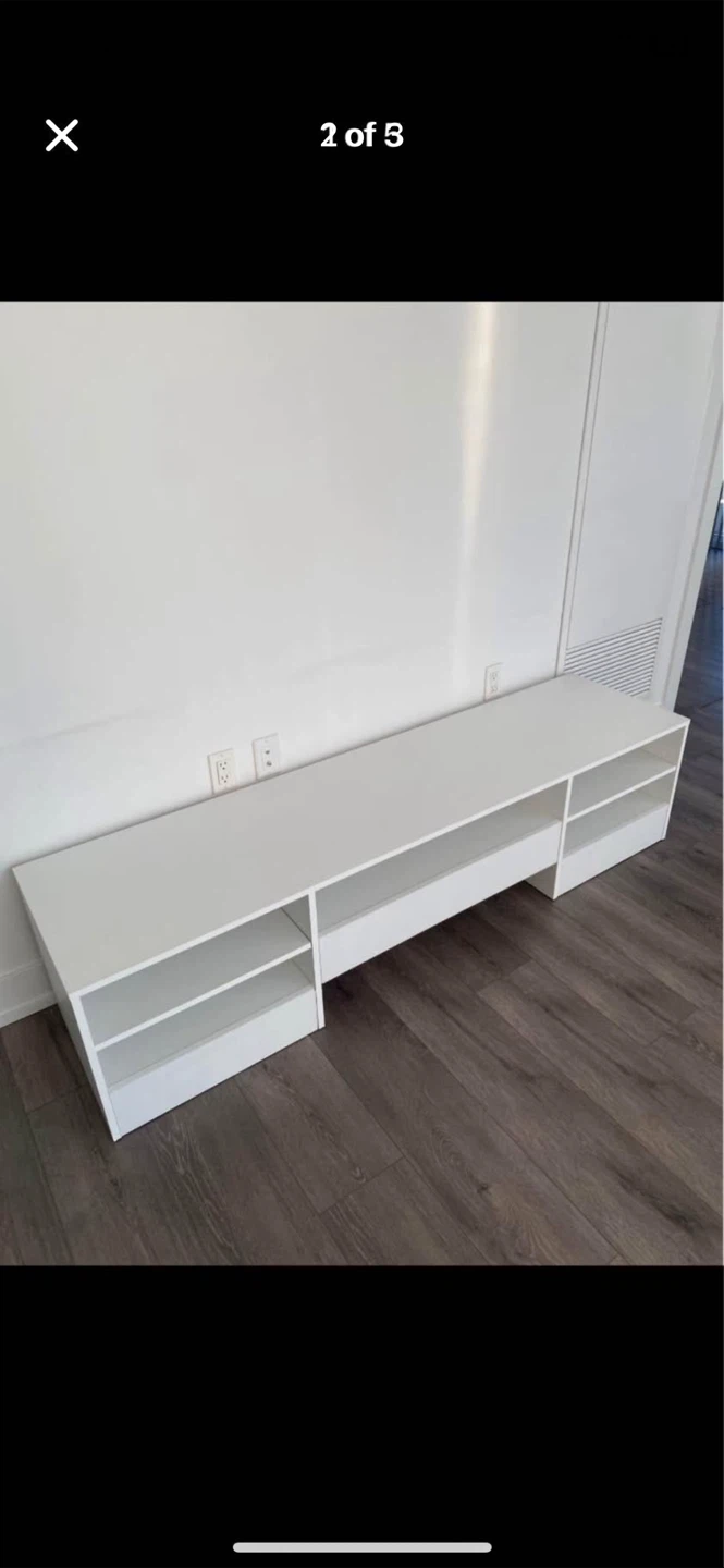 White TV Stand - 71.75" W x 18" D x 17" H - photo 3