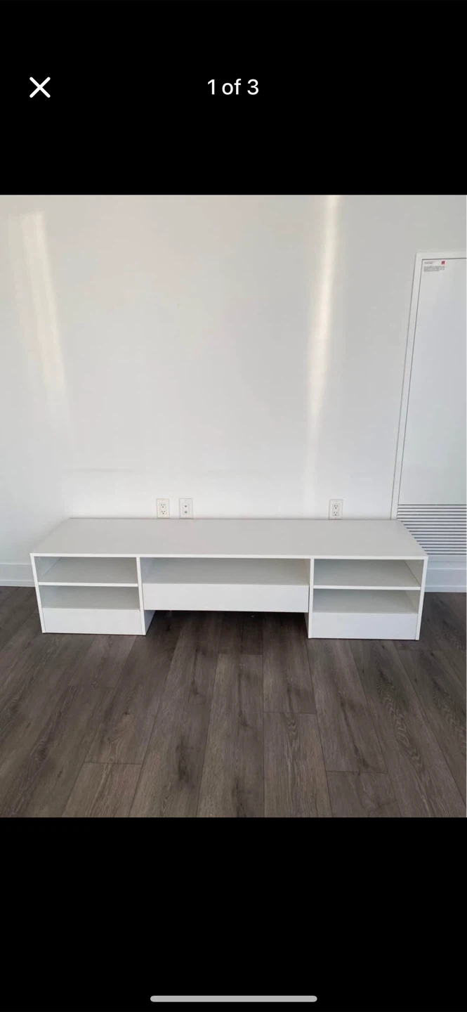 White TV Stand - 71.75" W x 18" D x 17" H