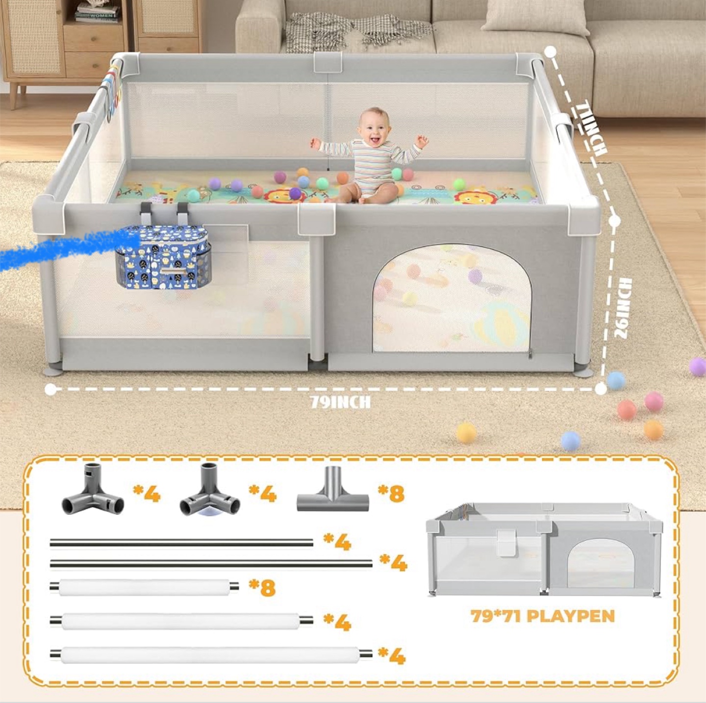 Baby Playpen - 79x71 inch - photo 3