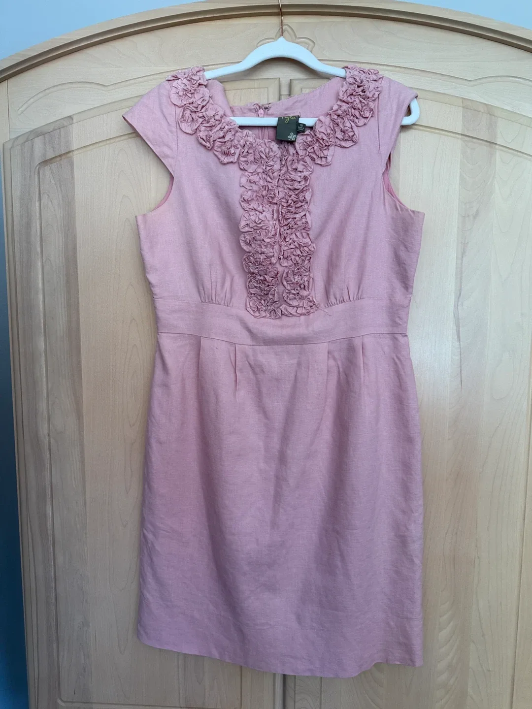 Taylor Pink Ruffle Dress - Size 10 Linen thumbnail