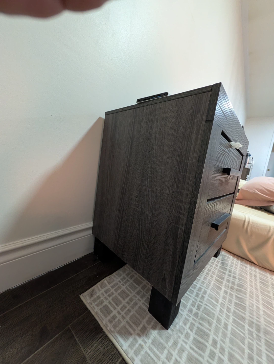 2 Grey Nightstand with 2 Drawers - photo 3