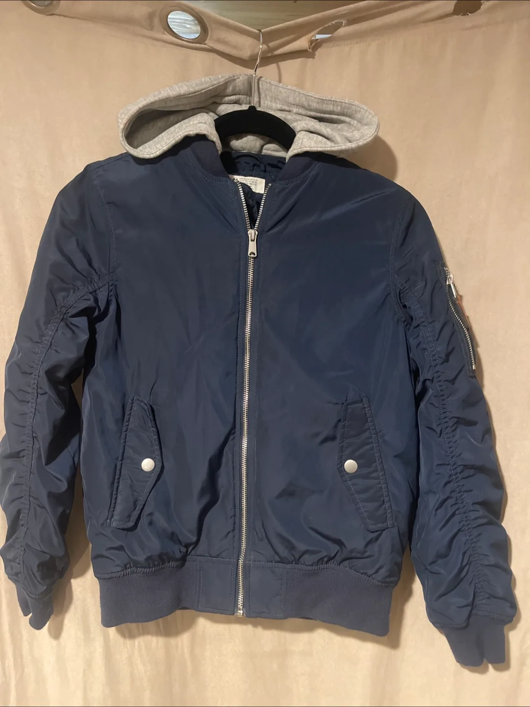 H&M Navy Blue Bomber Jacket - Size 10-12Y thumbnail