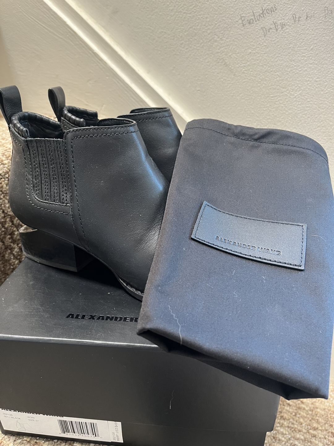 Alexander Wang Black Leather Ankle Boots Size 37 - photo 3