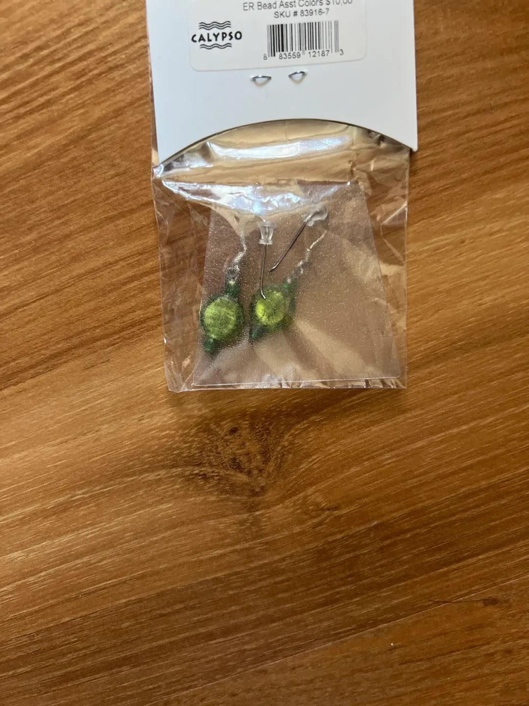 Calypso Green Bead Drop Earrings, New image indicator(2)