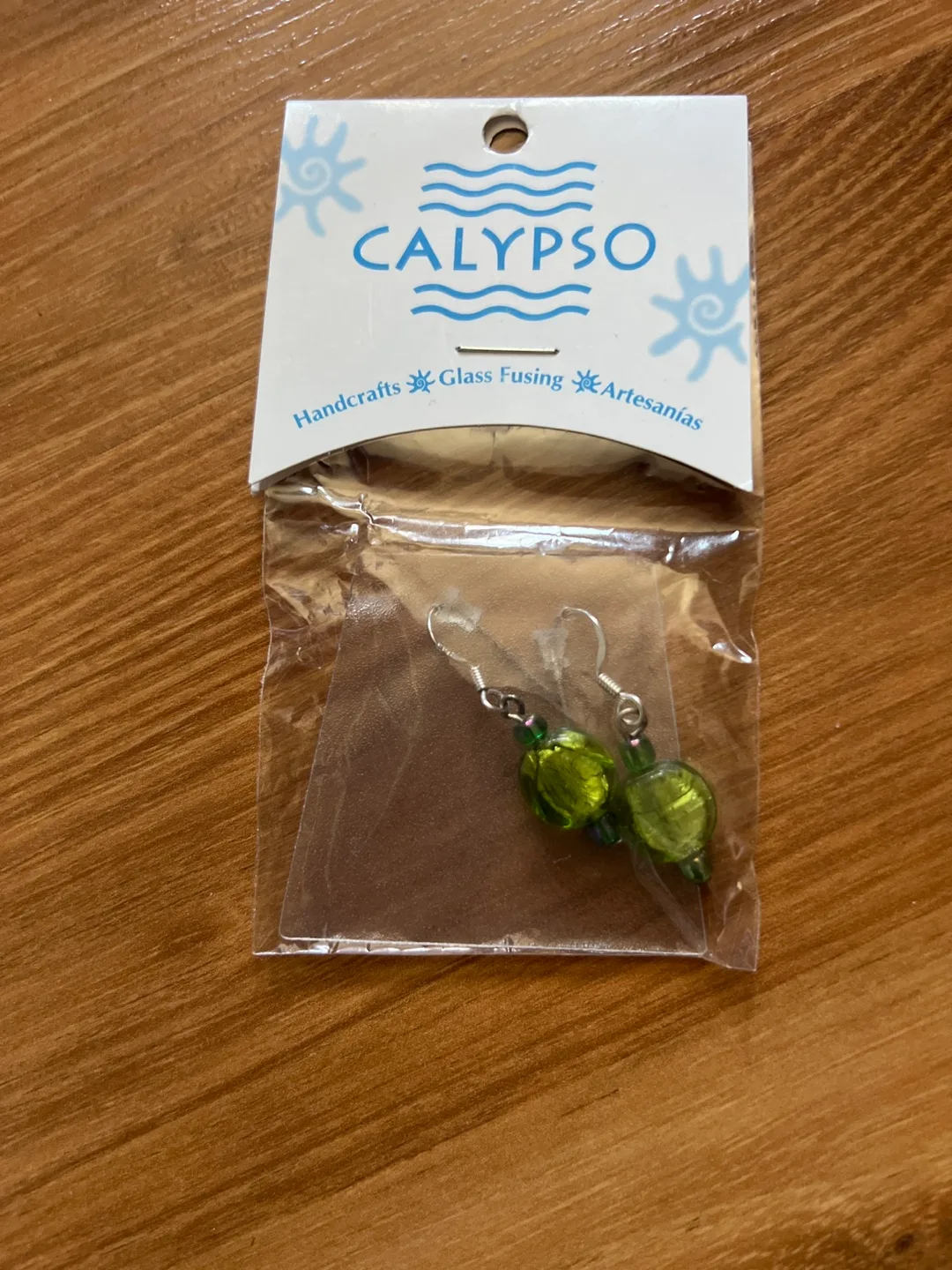 Calypso Green Bead Drop Earrings, New thumbnail