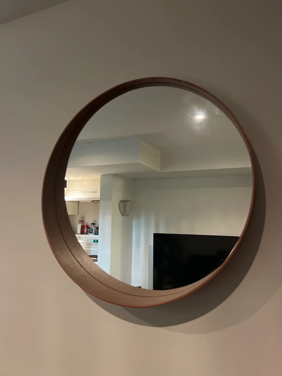 Round Wood Framed Mirror thumbnail