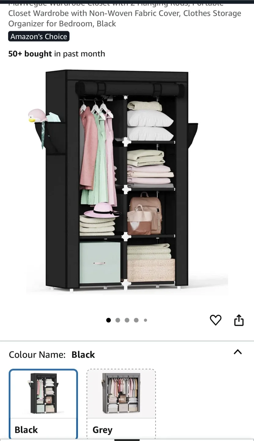 Mavivegue Portable Closet - Black Wardrobe Organizer thumbnail