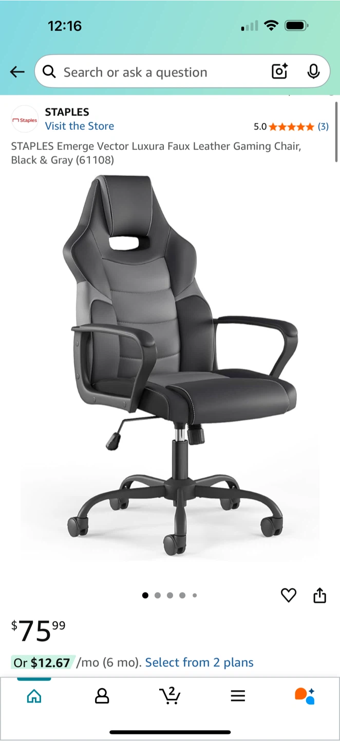 Staples Emerge Vector Luxura Faux Leather Gaming Chair - photo 3