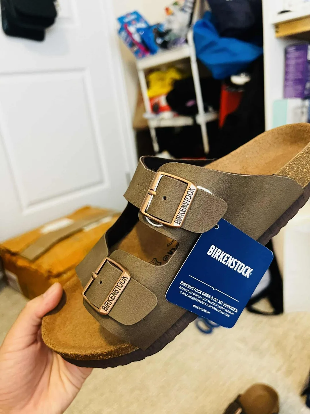 Birkenstock Arizona Taupe Sandals, Size 39 image indicator(2)