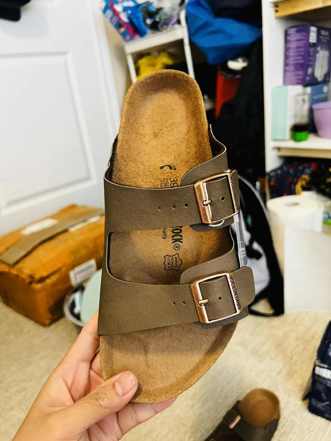 Birkenstock Arizona Taupe Sandals, Size 39 image indicator(3)