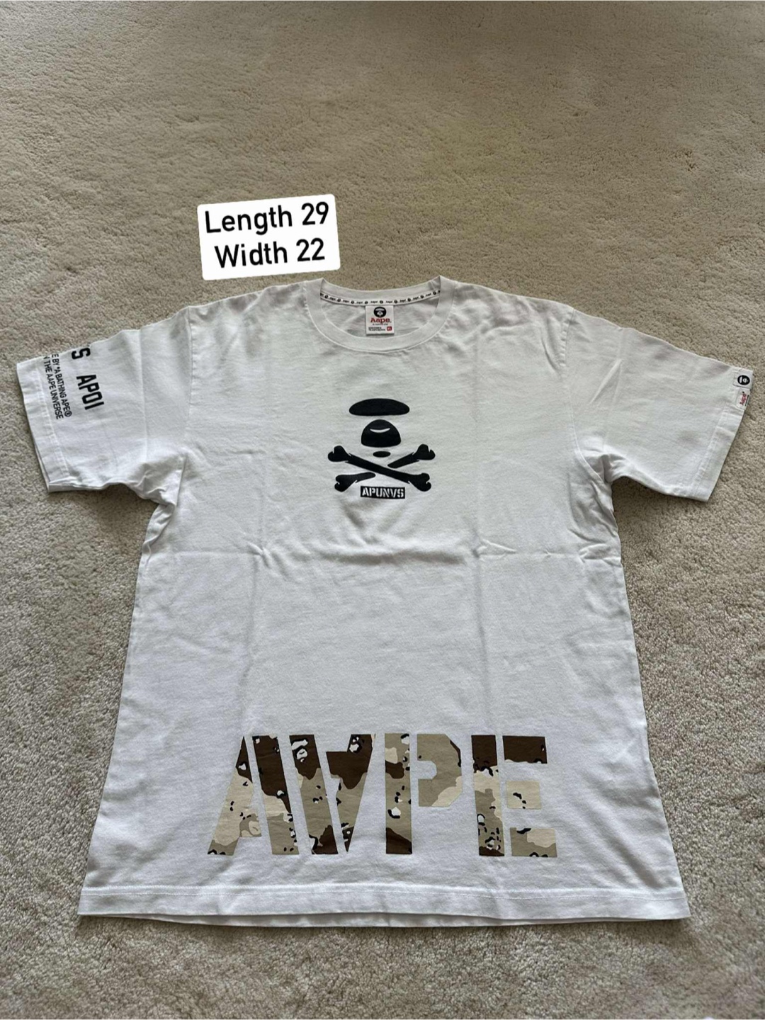 AAPE by A Bathing Ape White T-Shirt, Size S