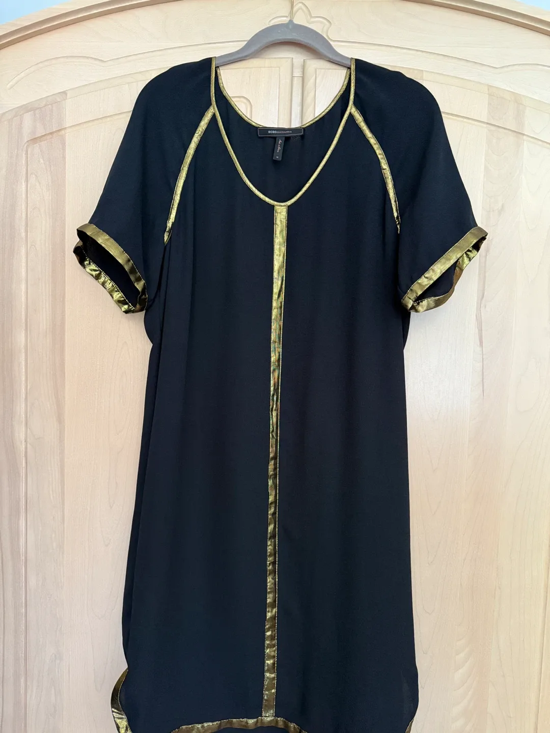 BCBG Max Azria Black & Gold Dress - Size M thumbnail