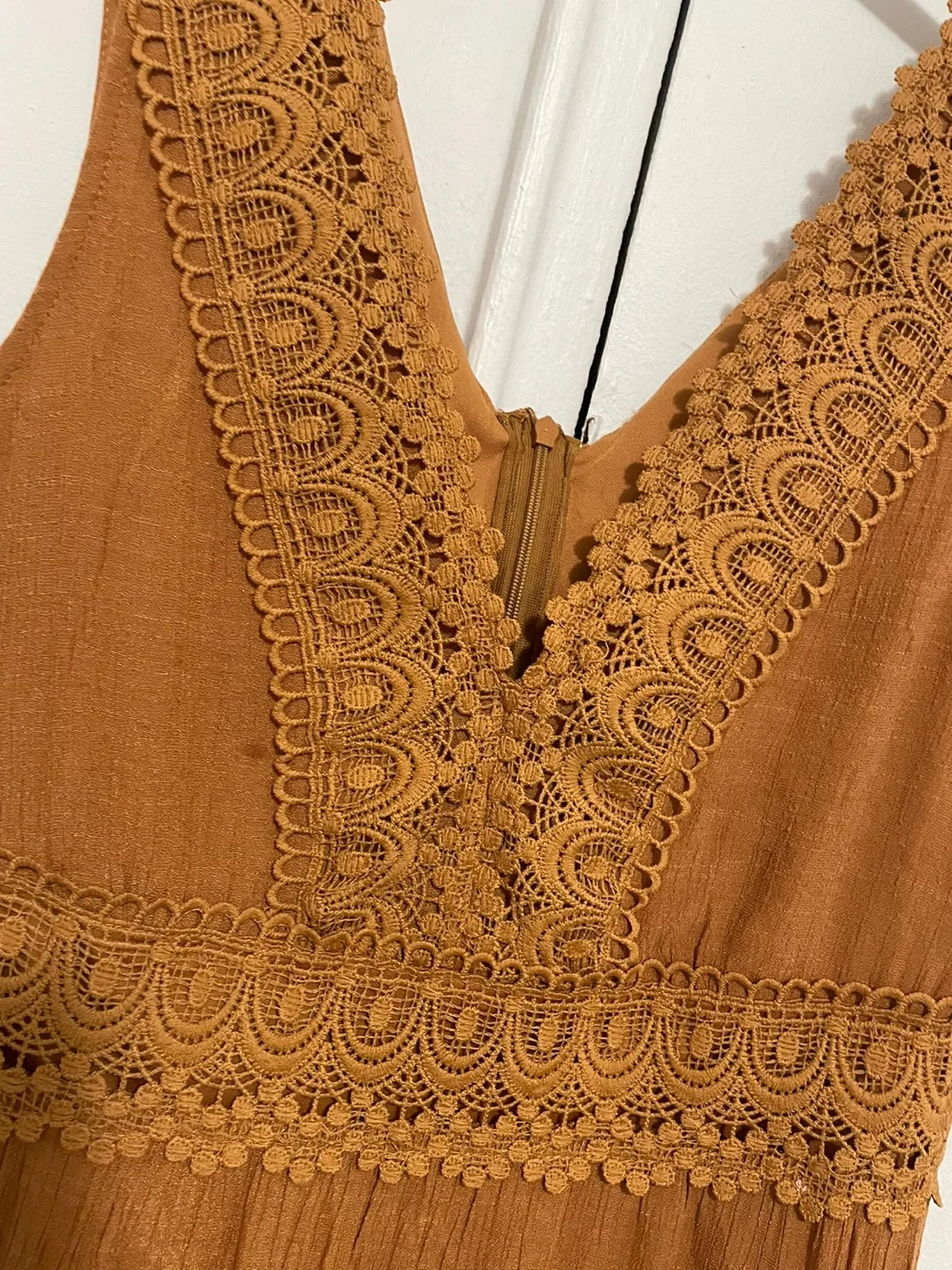 Brown Sleeveless Maxi Dress with Lace Detail image indicator(3)