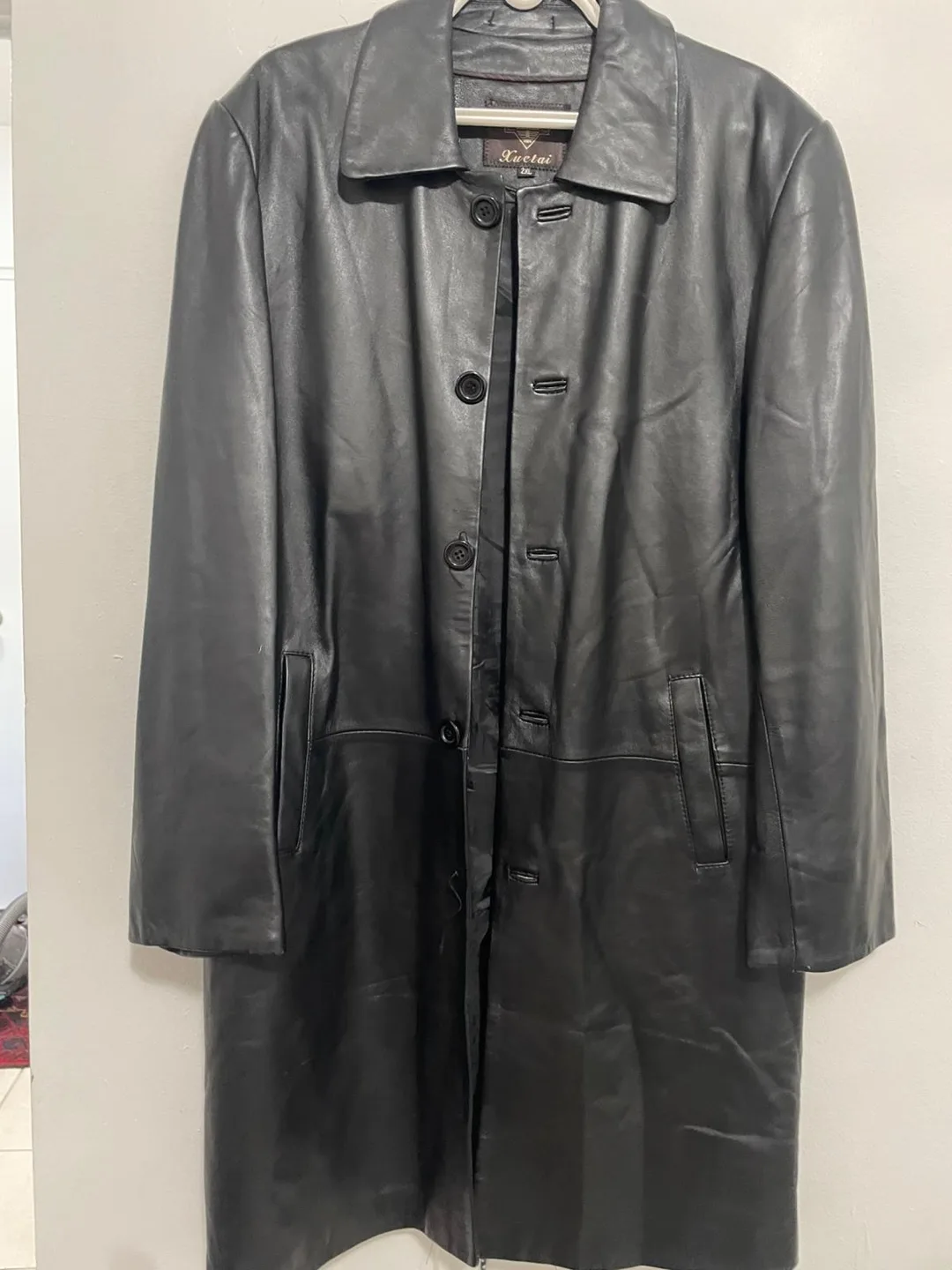 Xuetai Black Leather Coat - Size XXL image indicator(3)