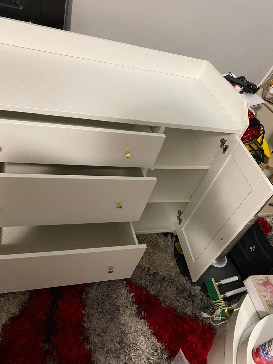 White Cabinet with Drawers and Shelves - photo 2