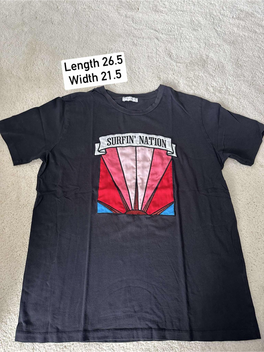 Surfin' Nation Black T-Shirt (L 26.5" x W 21.5")