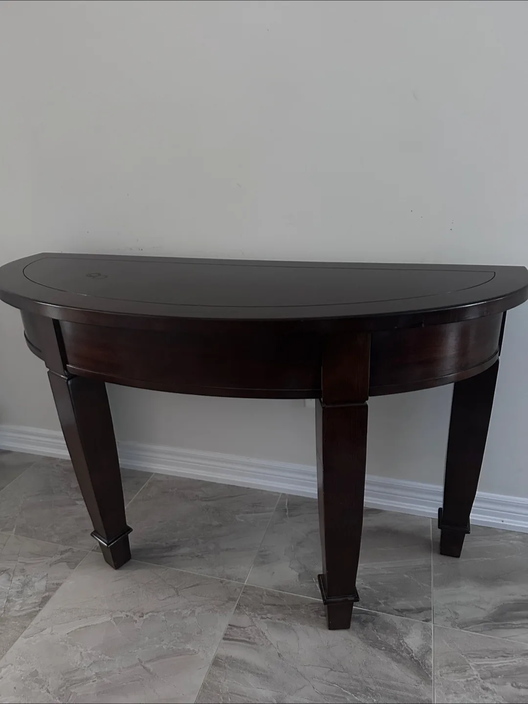 Dark Brown Half-Moon Console Table thumbnail