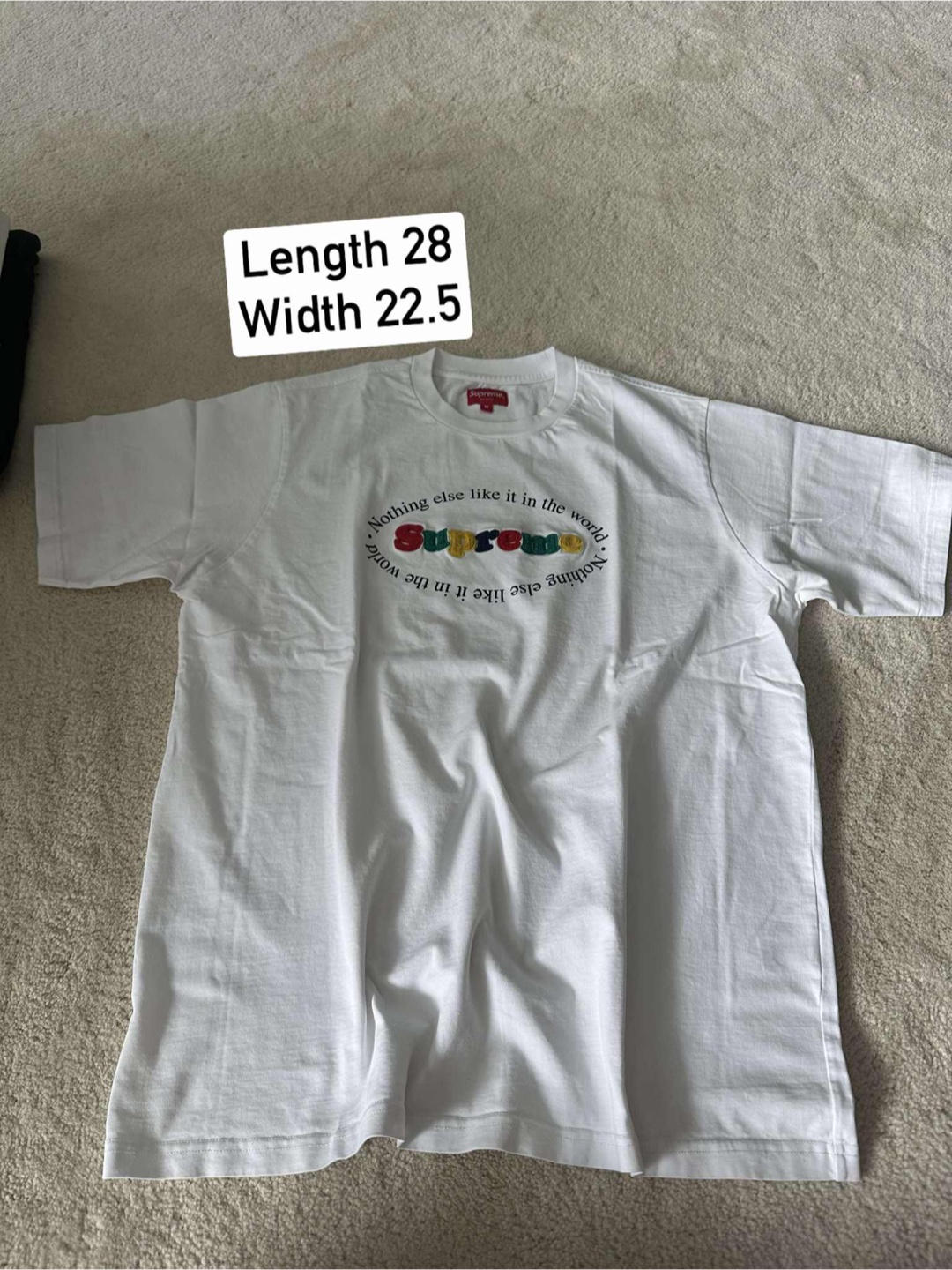 Supreme T-shirt, White, Length 28, Width 22.5