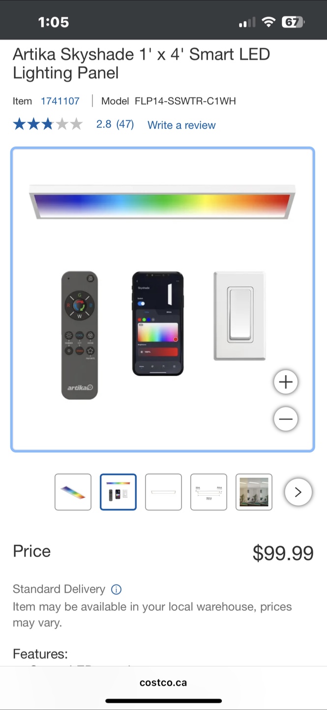Artika Skyshade 1' x 4' Smart LED Lighting Panel - photo 2