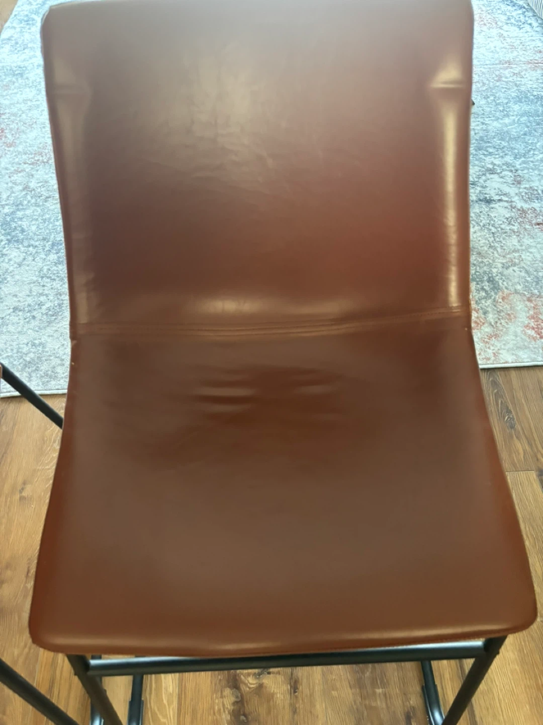 Set of Two Brown Leather Dining Chairs - photo 3
