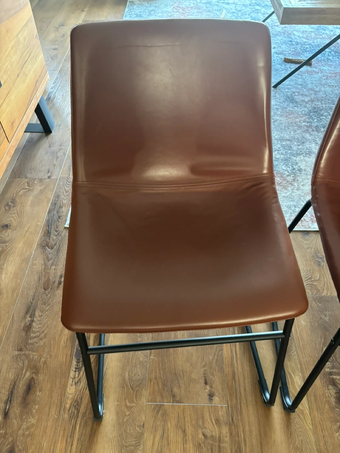 Set of Two Brown Leather Dining Chairs - photo 2