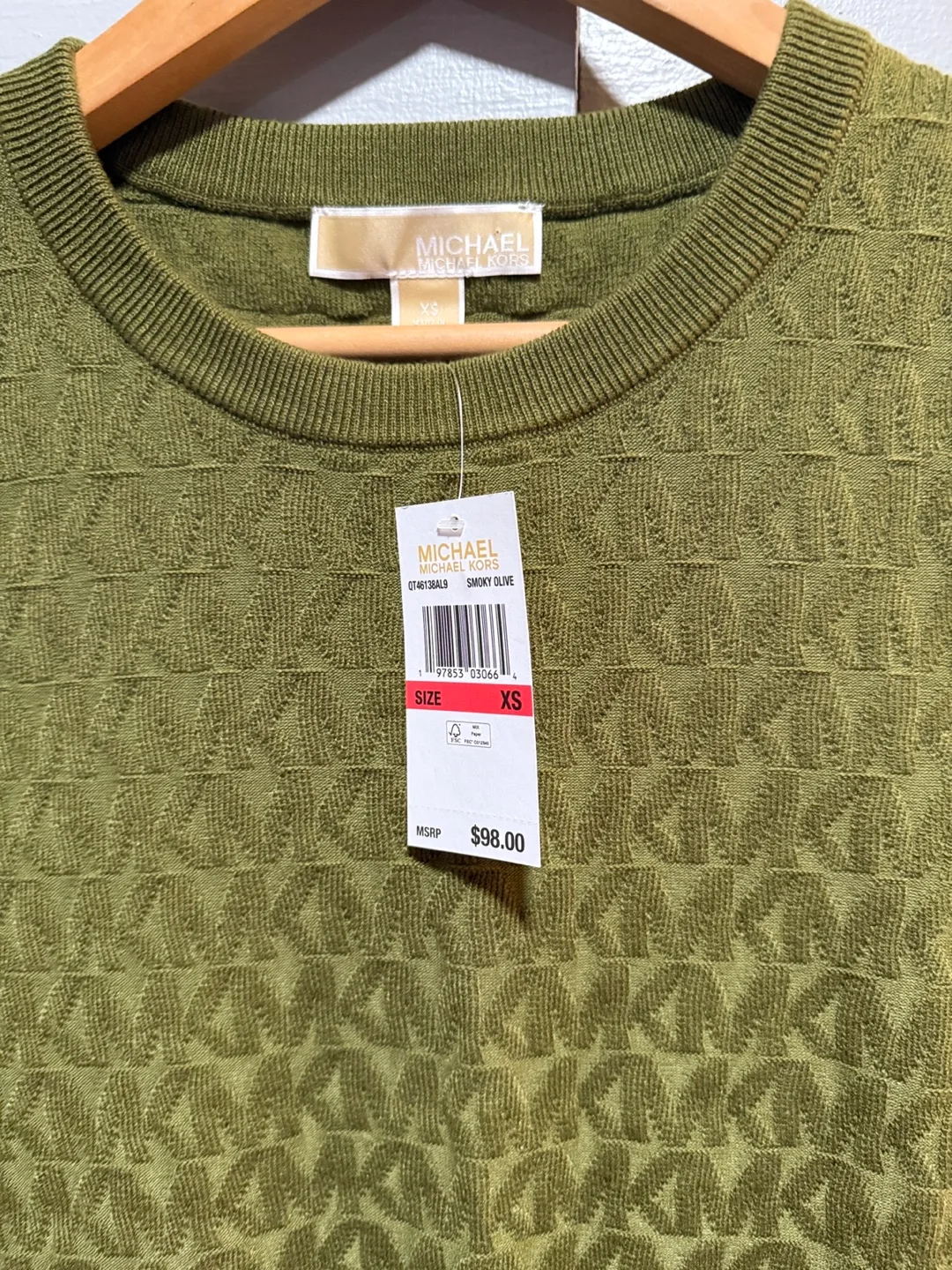 Michael Kors Smoky Olive Knit Top - Size XS image indicator(2)