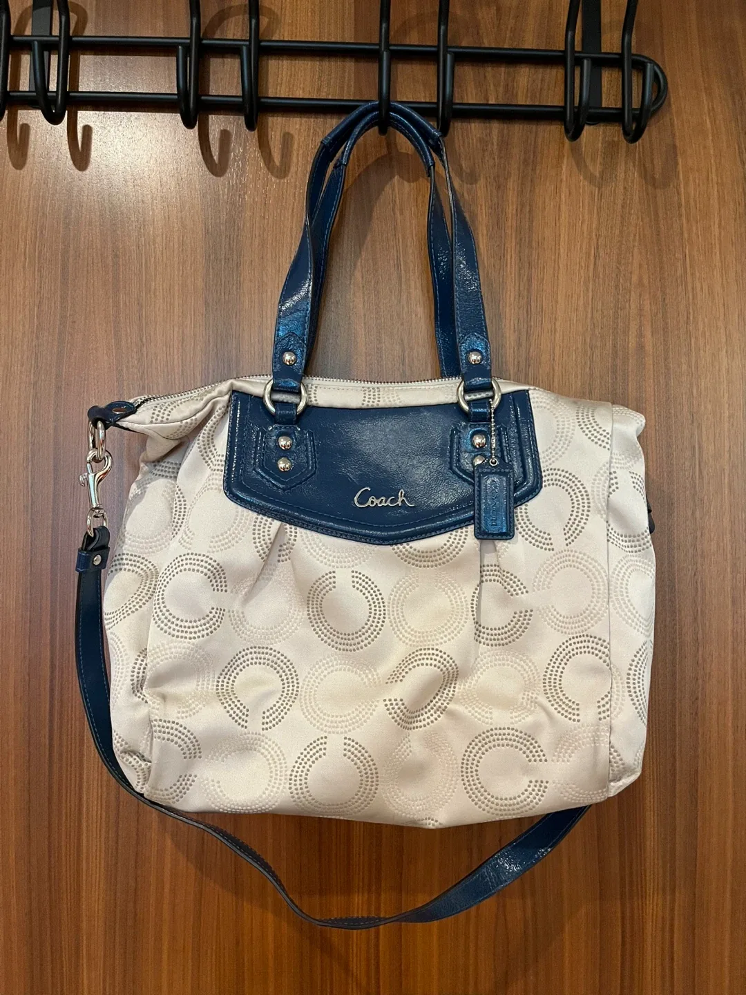 Coach Handbag - White & Navy thumbnail