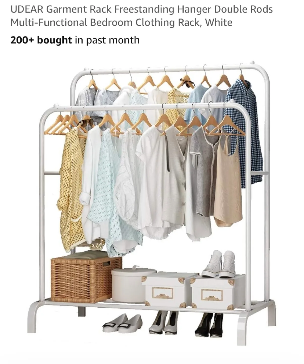 New Double Rod Garment Rack White thumbnail