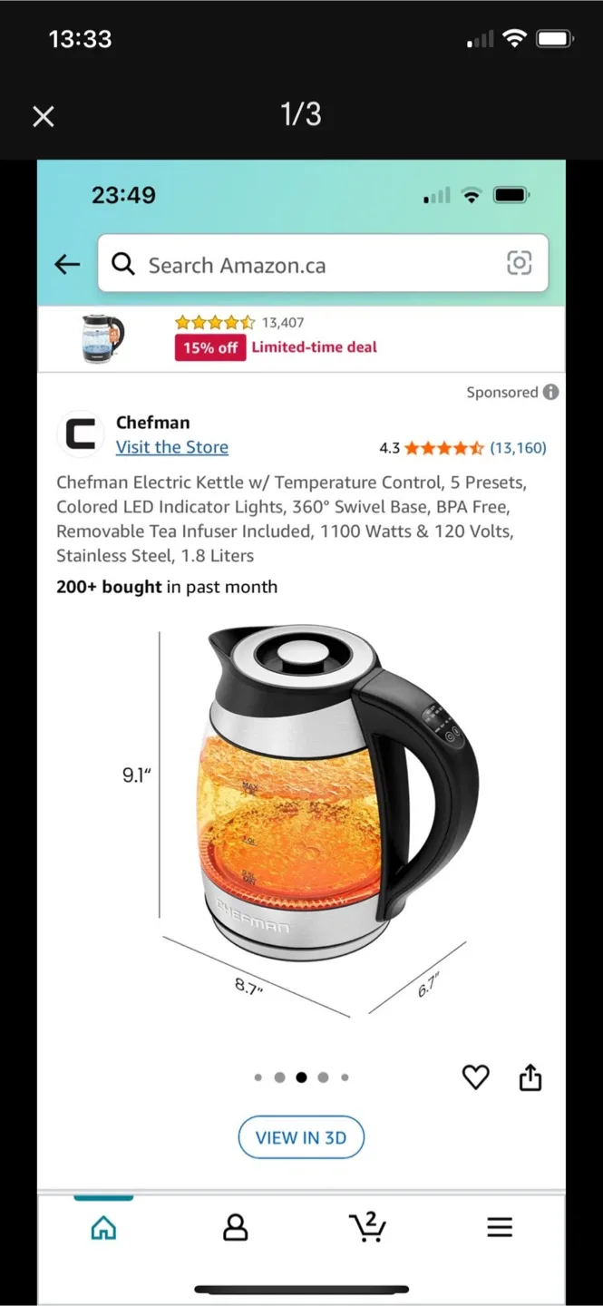 Chefman Electric Kettle w/ Tea Infuser thumbnail