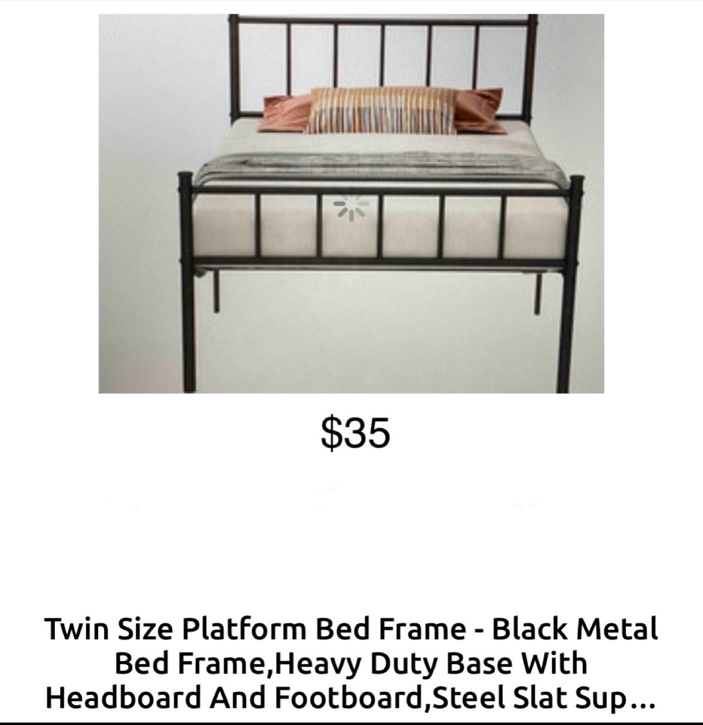 Twin Size Black Metal Platform Bed Frame
