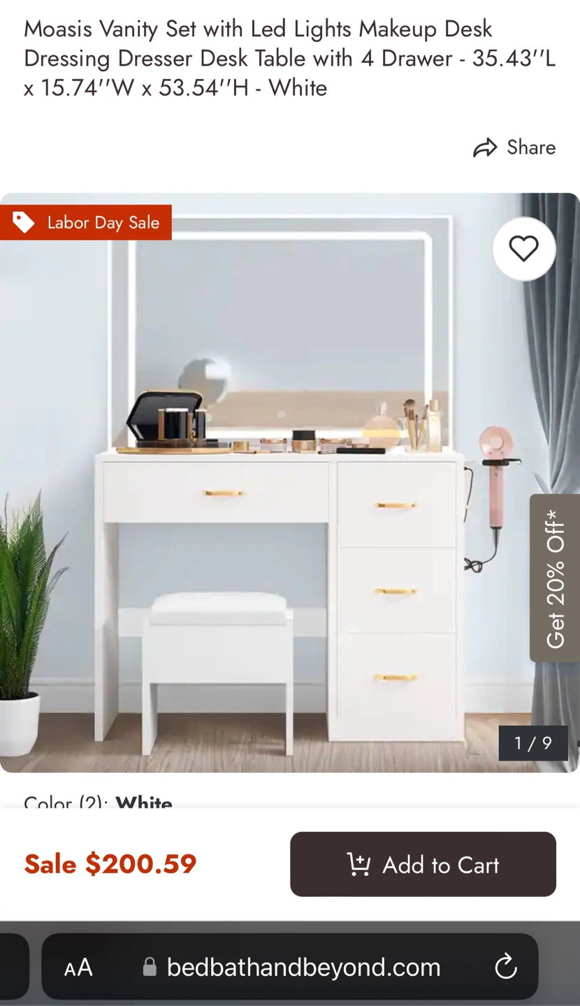 Moasis Vanity Set with LED Lights - White - photo 3