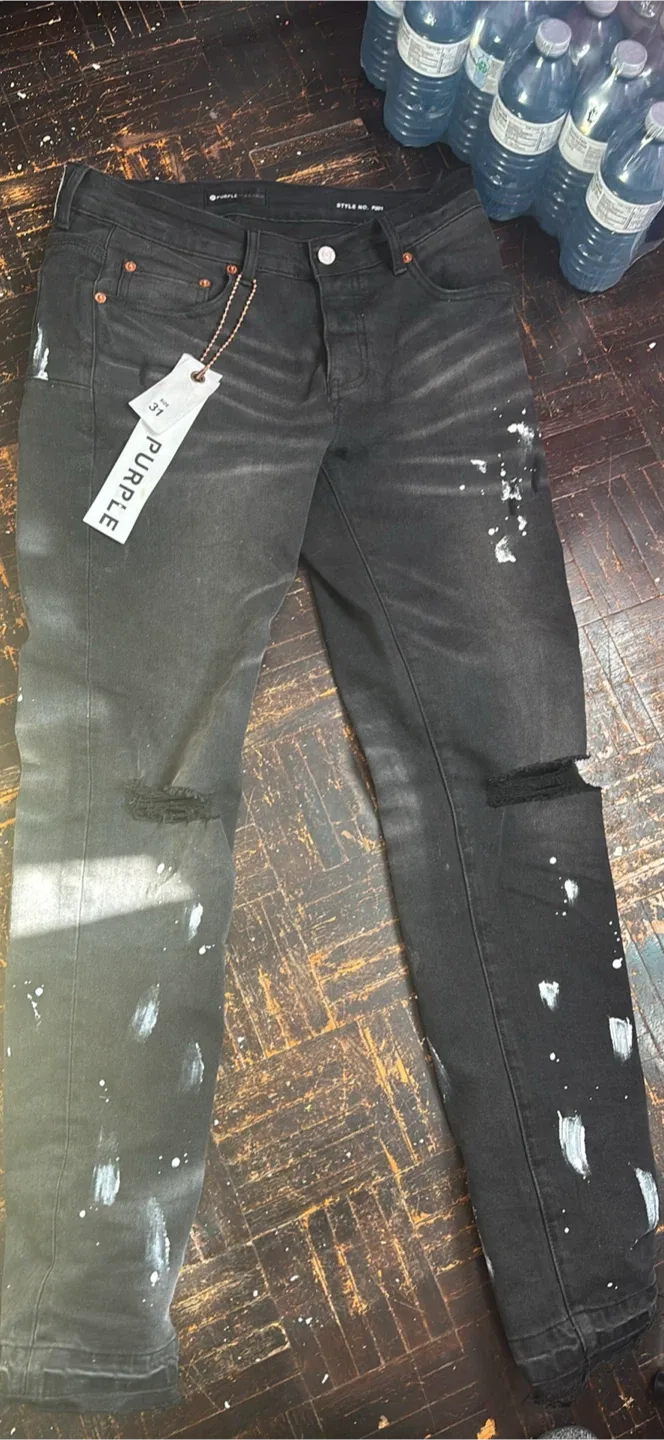 Purple Brand Distressed Black Jeans thumbnail