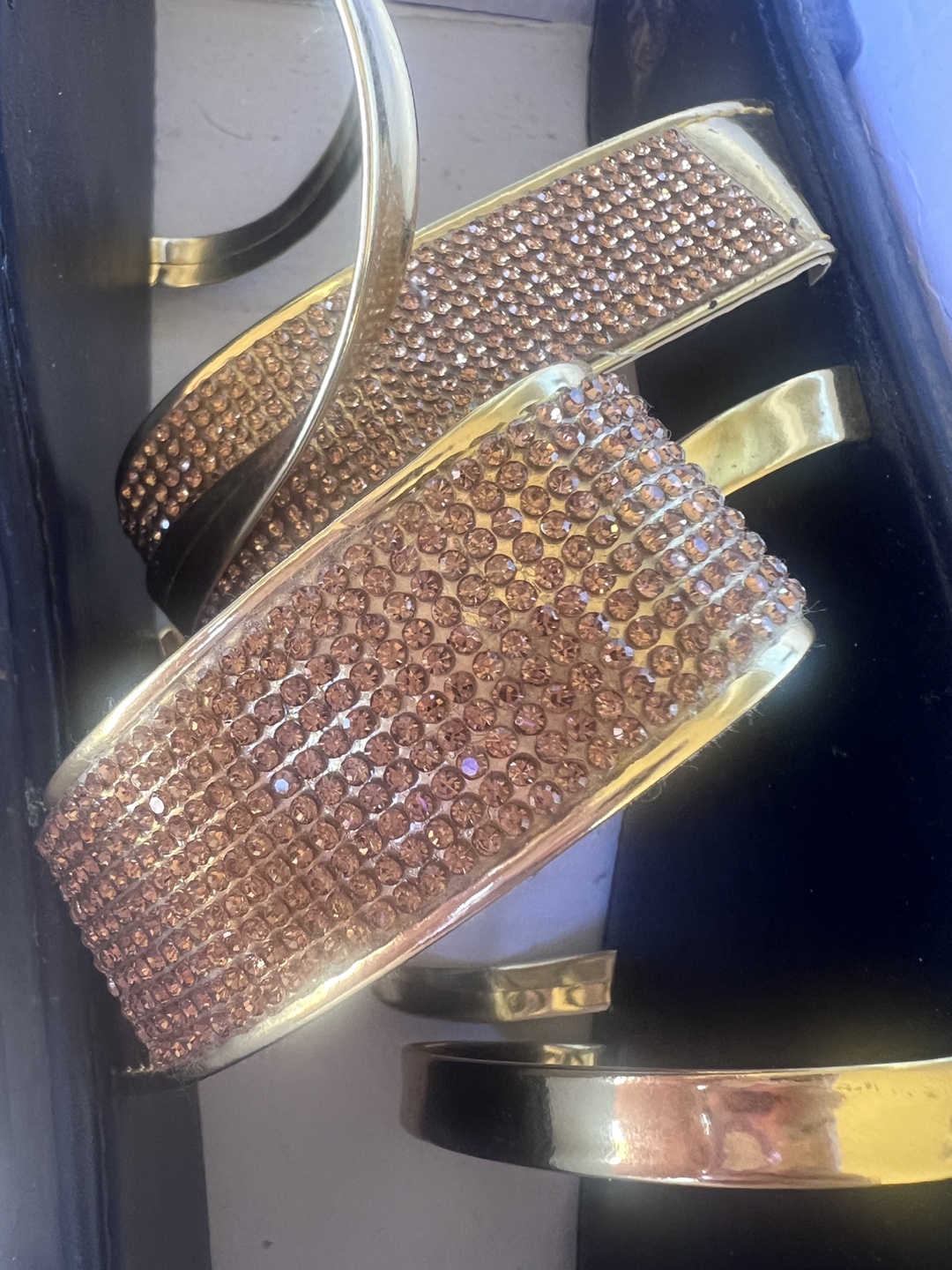 Black & Gold Sandals with Rhinestone Detail - photo 3