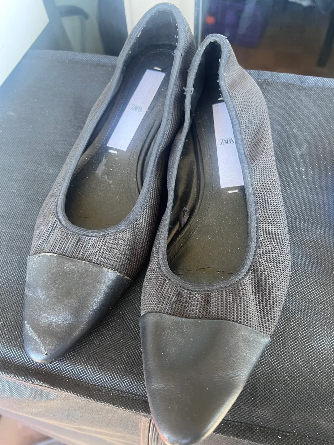 Zara Black Ballet Flats - Size 10 thumbnail